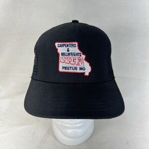 Vintage Carpenters Millwrights MO Trucker Cap Hat Black Mesh Back Snapback union